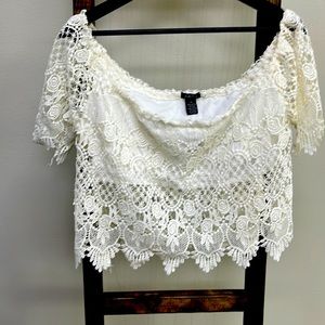 RUE 21 Off the Shoulder Lace White Top